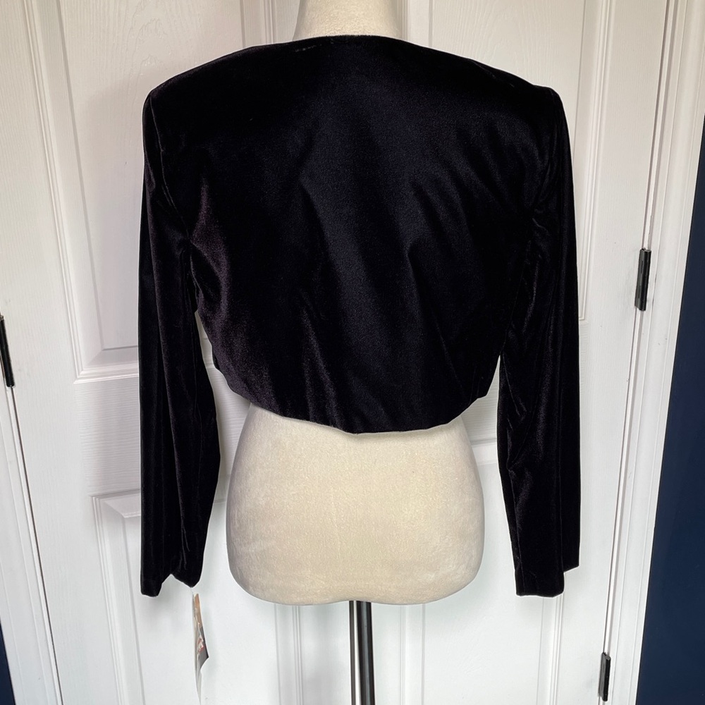 NWT Vintage Scott McClintock Black Velvet Bolero Shrug Cropped Jacket Size LP - Picture 4 of 8